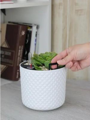 Кашпо для цветов Фасет ?15 h13.8 см v2 л с автополивом полипропилен белый – фото 2