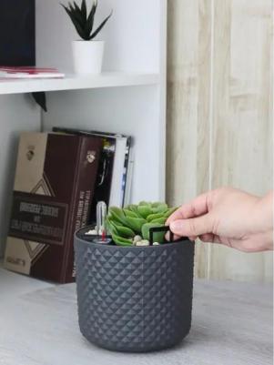 Кашпо для цветов Фасет ?15 h13.8 см v2 л с автополивом полипропилен графитовый – фото 3