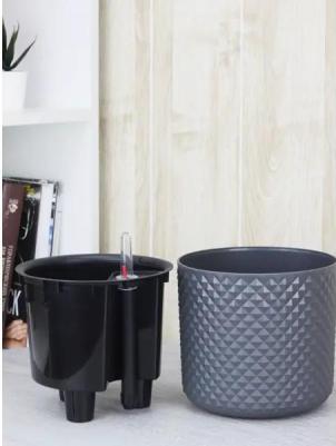 Кашпо для цветов Фасет ?15 h13.8 см v2 л с автополивом полипропилен графитовый – фото 7