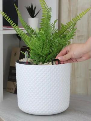 Кашпо М 3237 с вставкой и с автополивом Белый – фото 3