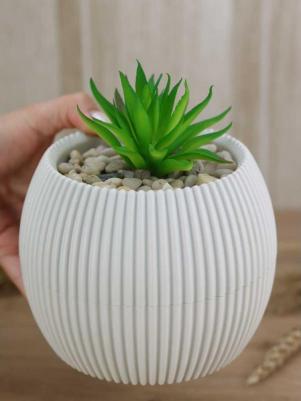 Кашпо ПИКАНТО D115 мм, 0,35 л, белый ротанг, М 3211 – фото 4