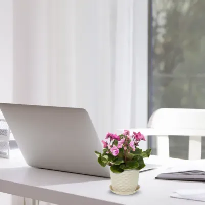 Кашпо Ротанг белое 18 см – фото 3