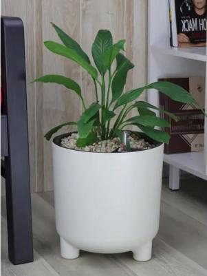 Кашпо Шэнк со вставкой, с автополивом, белое, d 275 мм, 13,5 л, М 3243 – фото 3