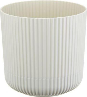 Кашпо Вельвет D160 мм, 2,5 л, с пристегнутым поддоном, белый ротанг, М 3181 – фото 1