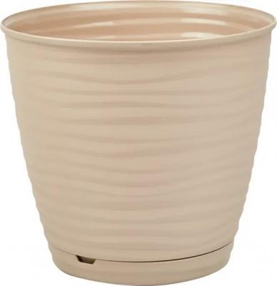 Горшок для цветов с поддоном ТероПром 9165863 Saffron, 2,6 л, d=17,6 см, h=16,2 см, цвет бежевый