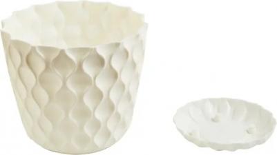 Горшок для цветов Wave с дренажной сеткой и съемным поддоном D145мм белоснежный жасмин, 1,4 л – фото 5