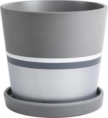 Бетонный горшок с поддоном Лувр серый с золотым 18 см – фото 5