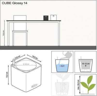 Цветочное кашпо Cube glossy 13510 0,4 л белый блестящий 1 шт – фото 3