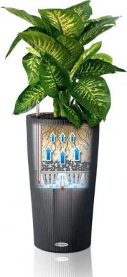 Напольное кашпо с автополивом Cilindro Color 32, с субстратом в комплекте, пластик, белое, В – фото 1