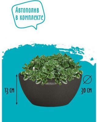 Настольное кашпо с автополивом Кубето Колор 30, с субстратом в комплекте, белый кварц, Д30 В13 см
