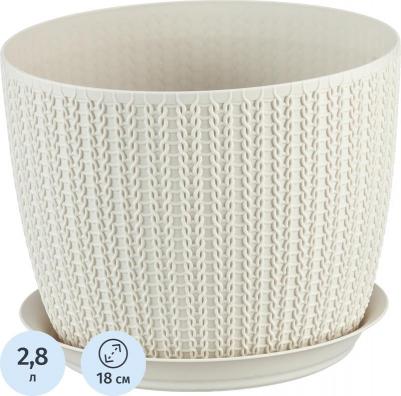 Кашпо Вязание белое (18х18х14 см)