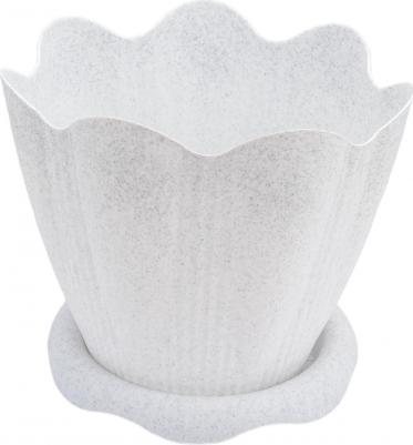 Цветочный горшок с поддоном эдельвейс 1159908 3 л мраморный 1 шт – фото 2