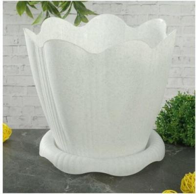 Цветочный горшок с поддоном эдельвейс 1159908 3 л мраморный 1 шт – фото 5