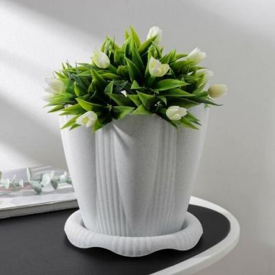 Цветочный горшок с поддоном эдельвейс 1159908 3 л мраморный 1 шт