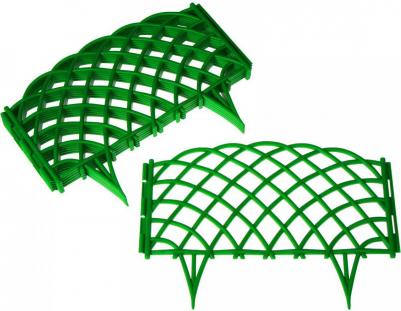 Ограждение декоративное, 34 x 270 см, 6 секций, пластик, зелёное, "Диадема" – фото 1