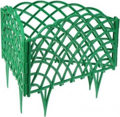 Ограждение декоративное, 34 x 270 см, 6 секций, пластик, зелёное, "Диадема" – фото 2
