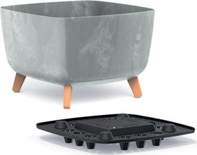 Кашпо на ножках Gracia square beton серое 29х29х22 см – фото 1