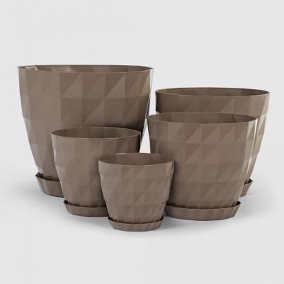 Горшок с поддоном Crystal 13,5x13,5 см мокко – фото 1