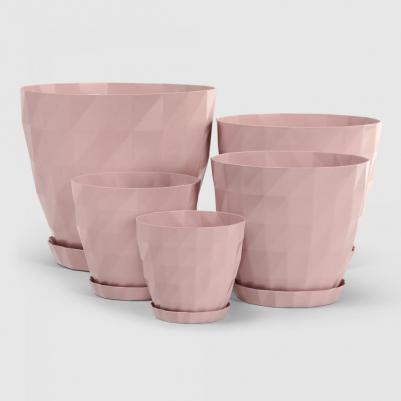 Горшок с поддоном Crystal 13,5x13,5 см светло-розовый – фото 2