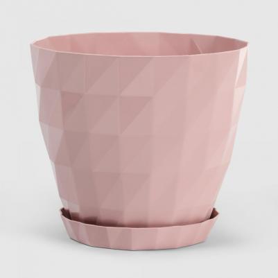Горшок с поддоном Crystal 18,8x18,8 см светло-розовый