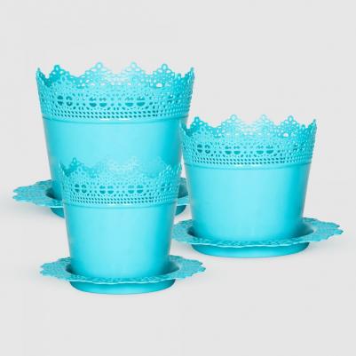 Поддон под горшок Crochet 10 см бирюзовый – фото 2