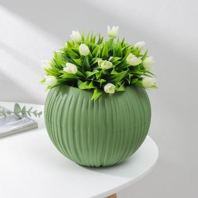 Цветочное кашпо со вставкой Сфера Кш-9525 1,7 л оливковый 1 шт – фото 1