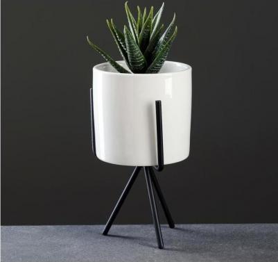 Цветочное кашпо на подставке цилиндр 5799915 0,3 л белый 1 шт