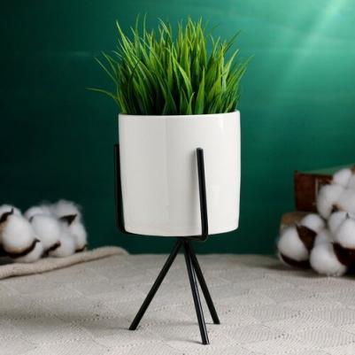 Цветочное кашпо на подставке цилиндр 5799915 0,3 л белый 1 шт – фото 4
