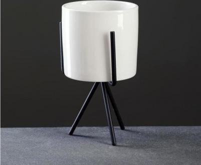 Цветочное кашпо на подставке цилиндр 5799915 0,3 л белый 1 шт – фото 5