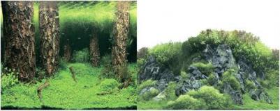 Фон для аквариума Затопленный лес/Камни с растениями, винил, 100x50 см – фото 3