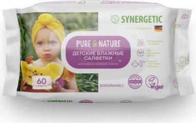 Влажные салфетки Pure&Nature 0+, Алоэ вера и нежный хлопок, 90 шт – фото 3