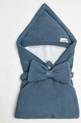 Конверт Pure Love Batic вязаный утепленный на выписку, джинс, 85см – фото 1