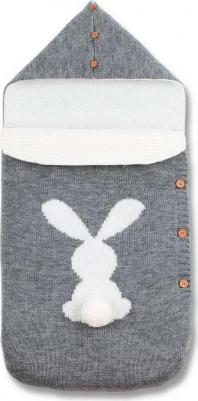 Конверты для новорожденных вязаный Зайка серый