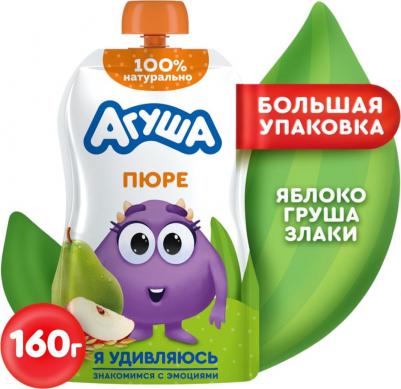груша-яблоко, со злаками, 160 г (детское пюре)