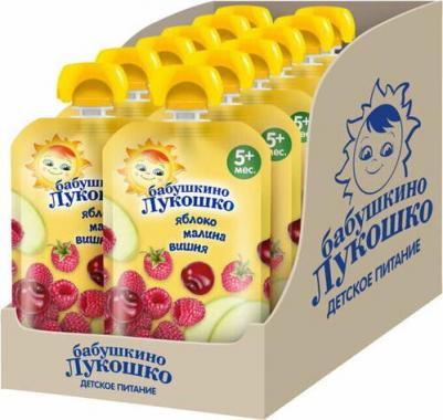 яблоко, вишня-малина, 90 г (детское пюре) – фото 10