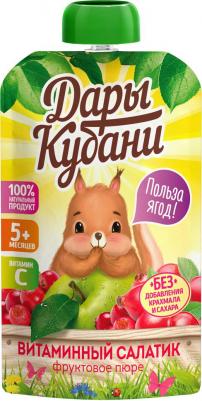 яблоко, вишня-клюква-рябина-черная смородина-шиповник, с фруктами, 90 г (детское пюре)