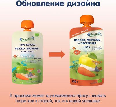 морковь-пастернак, яблоко, 120 г (детское пюре) – фото 14