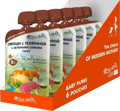 телятина, с овощами-со злаками, 100 г (детское пюре) – фото 7