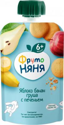 банан-груша-яблоко, с печеньем, 90 г (детское пюре)