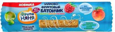персик-яблоко, малина, со злаками, 25 г (батончик) – фото 2