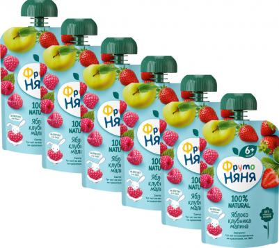 яблоко, клубника-малина, 90 г (детское пюре) – фото 1