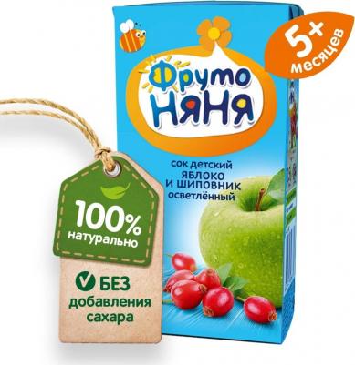 яблоко, шиповник, 200 мл (сок для детского питания) – фото 1