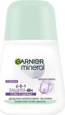 Дезодорант-антиперспирант ролик "Mineral, Защита 6, Весенняя свежесть", без спирта, защита 48 часов, женский, 50 мл