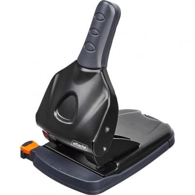 Дырокол Power до 65 листов черный с линейкой