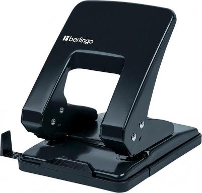 Дырокол 40 листов, металлический, черный, с линейкой