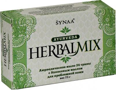 HERBALMIX Аюрведическое мыло 24 ТРАВЫ С КОКОСОВЫМ МАСЛОМ для проблемной кожи, 75 г – фото 7