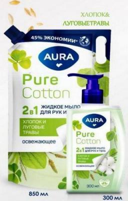 Мыло Pure Cotton Хлопок и луговые травы, 2в1 для рук и телафлакон, жидкое 300мл 4752 – фото 6