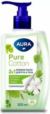 Мыло Pure Cotton Хлопок и луговые травы, 2в1 для рук и телафлакон, жидкое 300мл 4752