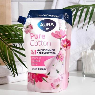 Мыло Pure Cotton Хлопок и полевые цветы, 2в1 для рук и тела, жидкое 450мл 4752171015357 – фото 1