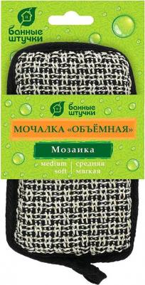 Мочалка объёмная, "Мозаика", 10х15х2,5 см, medium/soft, для бани и сауны